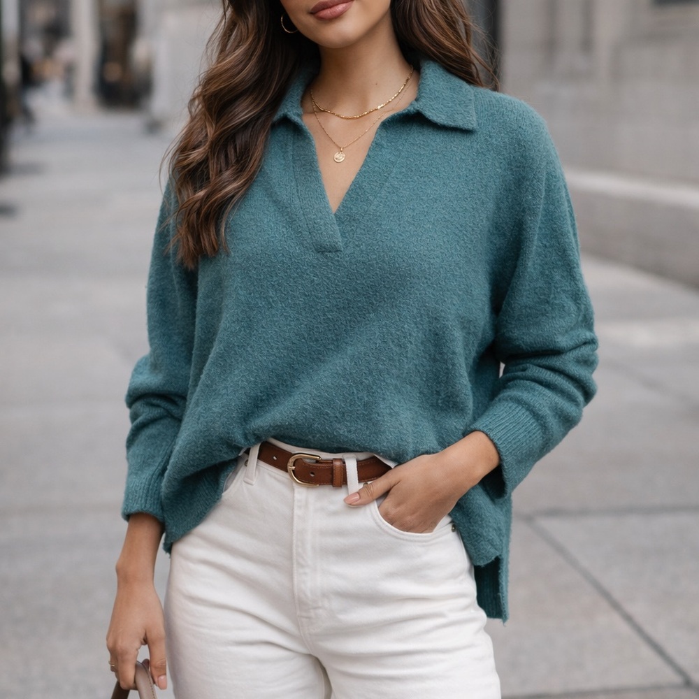 J. Crew Teal V-Neck Sweater for Women